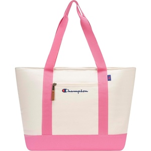 Champion Classic Canvas Insulated Market Tote with Bottle Opener, Zip Pocket, Cotton/Pink Cosmos, One Size(Cotton/Pink Cosmos)
