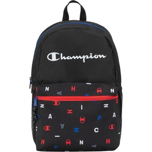 Champion Kids’ Merit Backpack with Padded Straps, Water Bottle Pocket and Laptop Compartment for Daily Use, Coral, One Size(Black Combo)