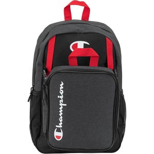 Champion Kids’ Mode 2-Piece Backpack and Insulated Lunch Box Combo Set with Laptop Compartment, Padded Straps, Water Bottle Pocket for Daily Use, Black Combo, One Size