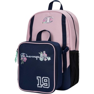 Champion Kids’ Mode 2-Piece Backpack and Insulated Lunch Box Combo Set with Laptop Compartment, Padded Straps, Water Bottle Pocket for Daily Use, Rose/Navy, One Size
