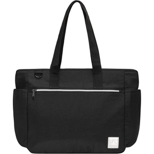 Champion Quartz Crinkle Nylon Tote with Laptop Sleeve, Luggage Strap, Zip Closure(Black)