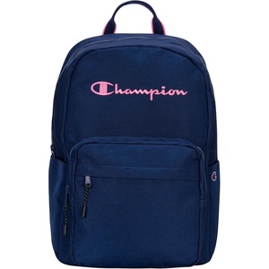 Champion Steady Laptop Backpack with Padded Adjustable Straps, Water Bottle Pockets for Work, Travel, Commute, Ballerina Slipper/Fuchsia, One Size(Blue Depths/Pink Cosmos)