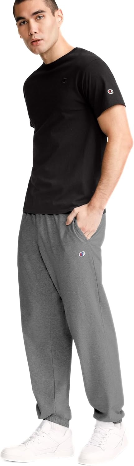 image:imageChampion Mens CinchedBottom Lounge Pants Standard Fit Lightweight 100 Cotton Available in Regular and Big amp TallGranite Heather