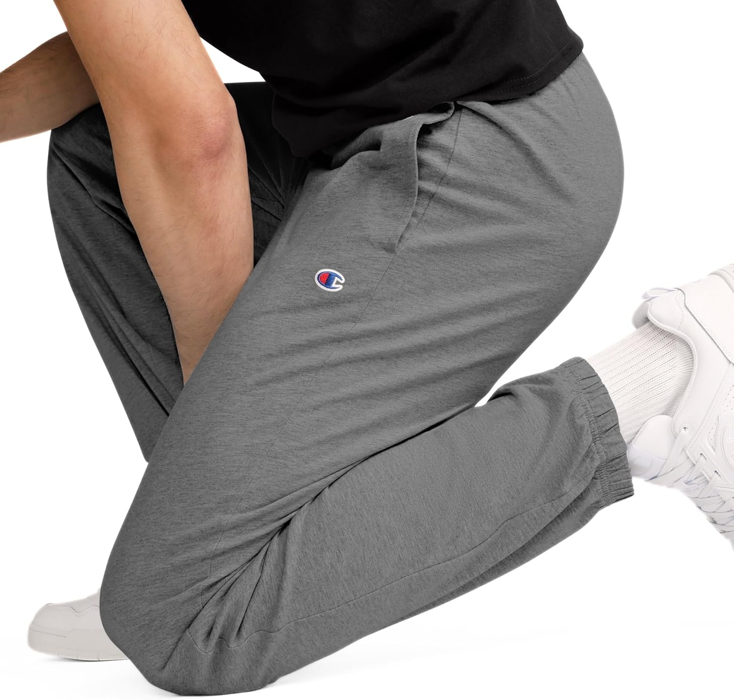image:imageChampion Mens CinchedBottom Lounge Pants Standard Fit Lightweight 100 Cotton Available in Regular and Big amp TallGranite Heather