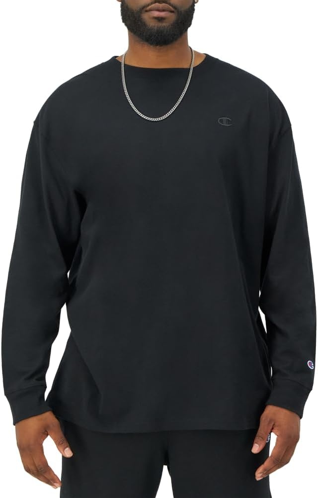 image:imageChampion Mens Classic Long Sleeve TShirt Standard Fit C Logo Available in Regular and Big amp TallBlack