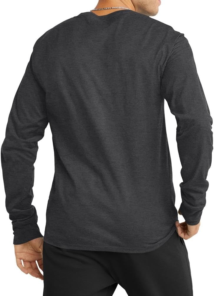 image:imageChampion Mens Classic Long Sleeve TShirt Standard Fit C Logo Available in Regular and Big amp TallGranite Heather