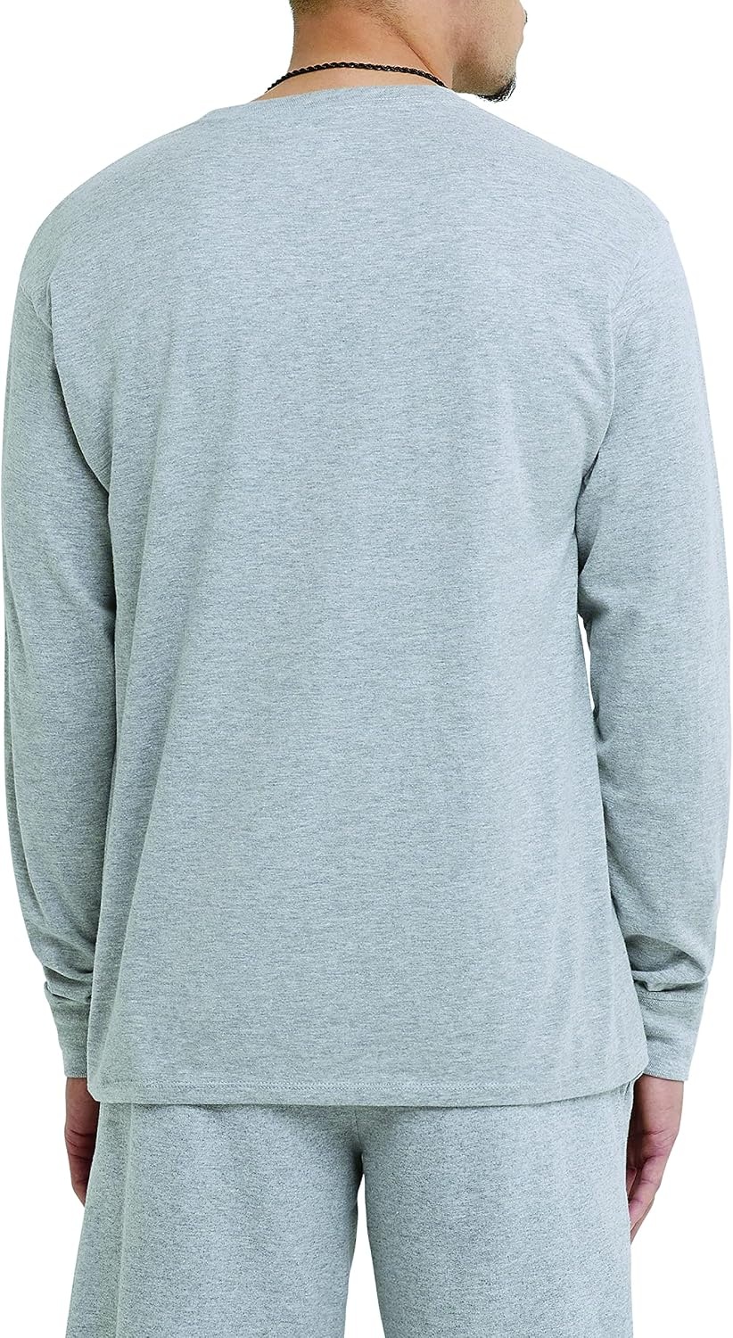 image:imageChampion Mens Classic Long Sleeve TShirt Standard Fit C Logo Available in Regular and Big amp TallPlatinum Silver Heather