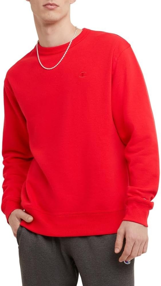 image:imageChampion Mens Crewneck Fleece Sweatshirt Standard Fit Midweight C Logo Available in Regular and Big amp Tall Team Red Scarlet C Logo Large Tall