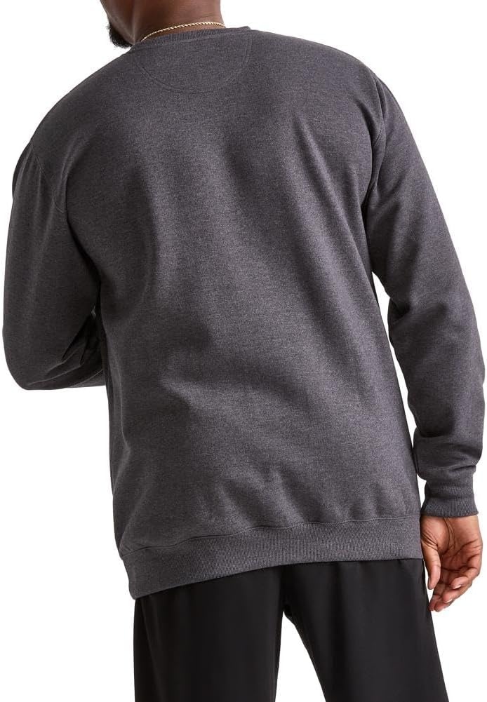 image:imageChampion Mens Crewneck Fleece Sweatshirt Standard Fit Midweight Script Logo Available in Regular and Big amp TallGranite Grey Heather