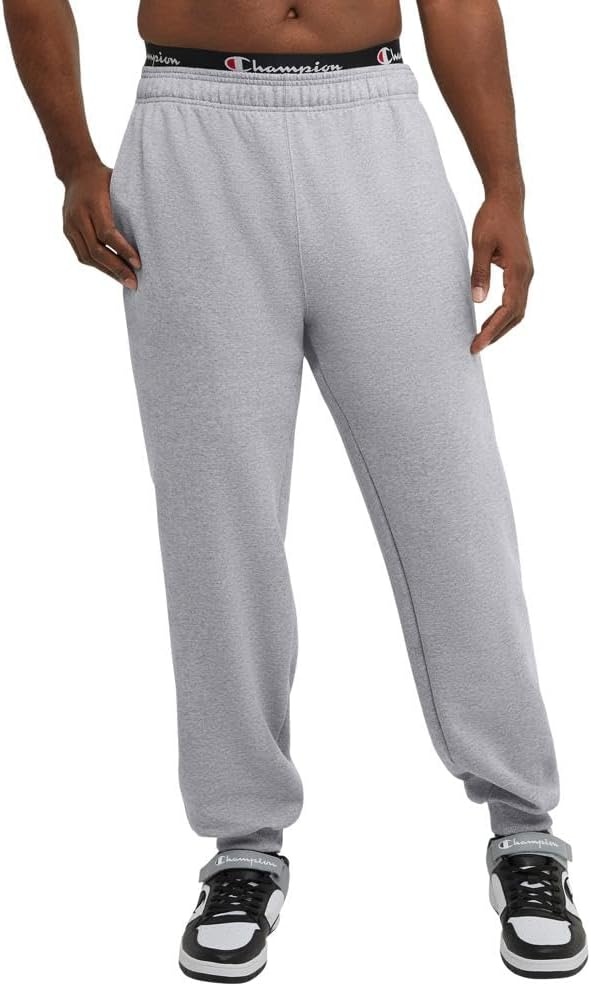 image:imageChampion Mens Fleece Joggers Sweatpants Standard Fit Midweight Fleece Available in Regular and Big amp TallPlatinum Silver Heather C Logo