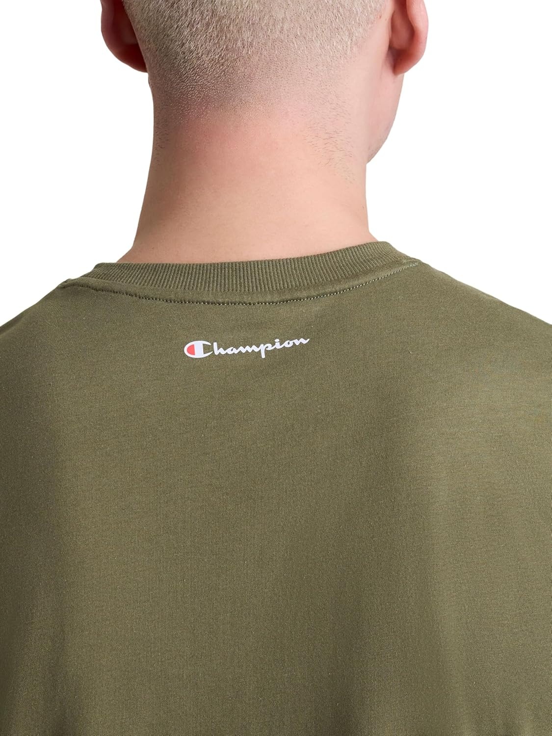 image:imageChampion Mens Graphic Short Sleeve TShirt Standard Fit Classic Script Logo Midweight 100 CottonBurnt Olive Classic Script Logo