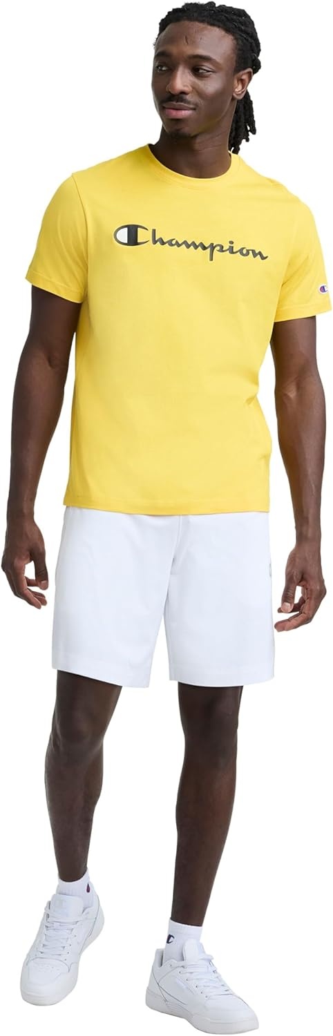 image:imageChampion Mens Graphic Short Sleeve TShirt Standard Fit Classic Script Logo Midweight 100 CottonFreesia Classic Script Logo