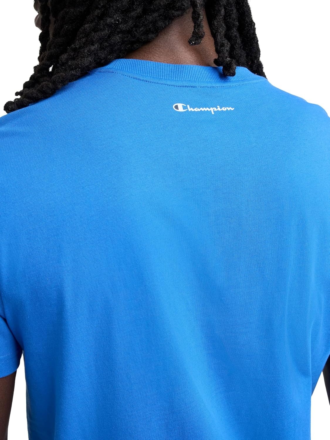 image:imageChampion Mens Graphic Short Sleeve TShirt Standard Fit Classic Script Logo Midweight 100 CottonNebulas Blue Classic Script Logo