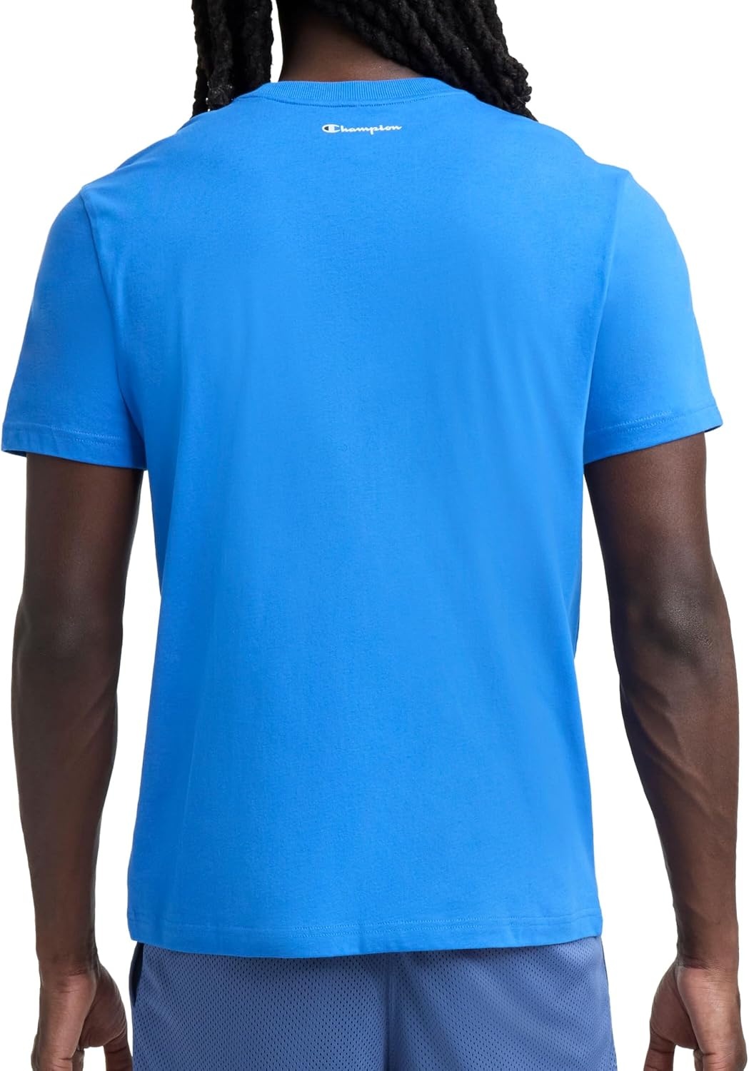 image:imageChampion Mens Graphic Short Sleeve TShirt Standard Fit Classic Script Logo Midweight 100 CottonNebulas Blue Classic Script Logo