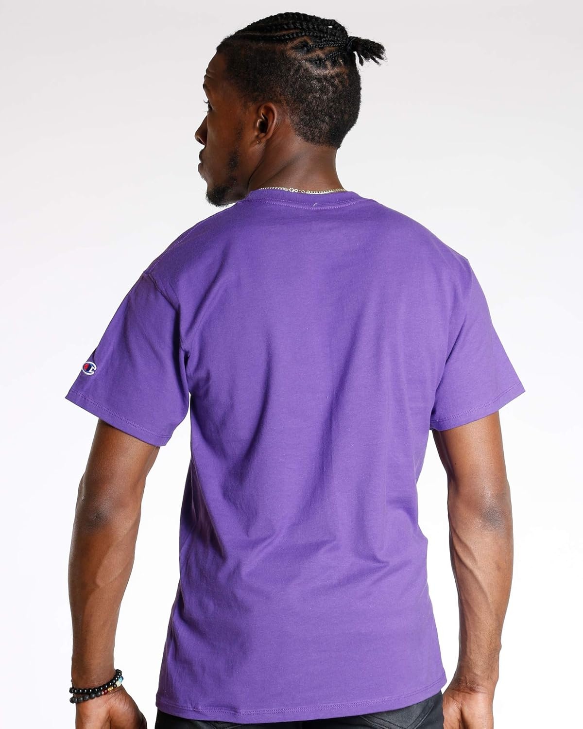 image:imageChampion Mens Graphic Short Sleeve TShirt Standard Fit Classic Script Logo Midweight 100 CottonPurple Pr Classic Script Logo