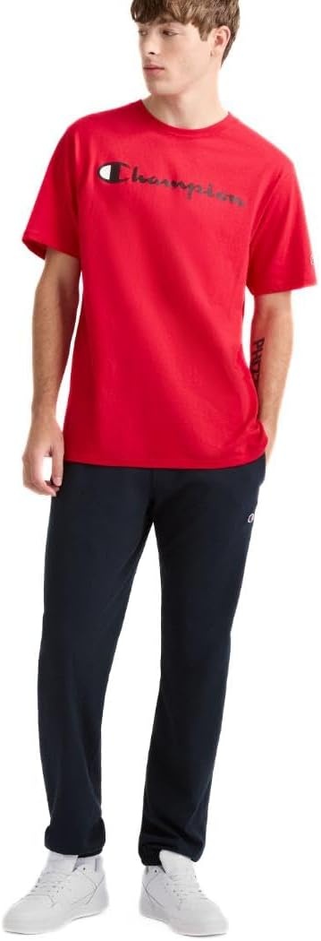 image:imageChampion Mens Graphic Short Sleeve TShirt Standard Fit Classic Script Logo Midweight 100 CottonScarlet Classic Script Logo