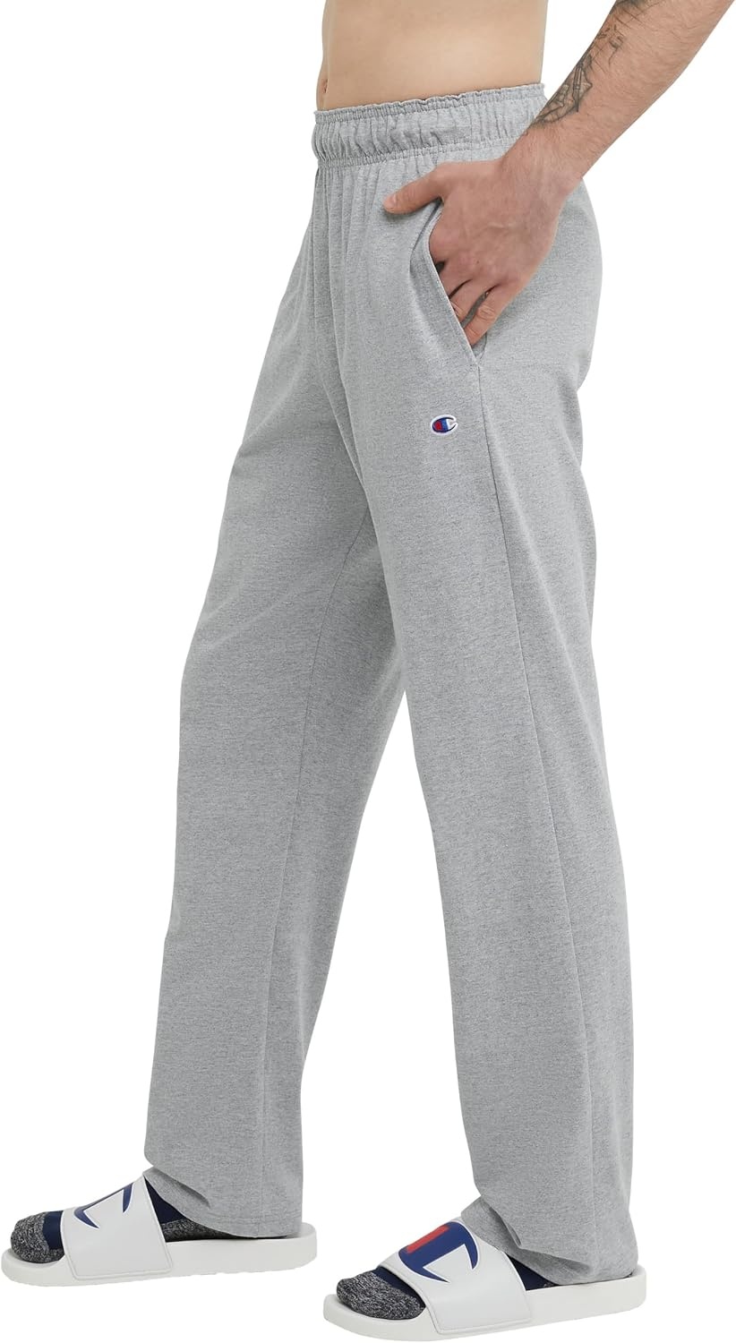 image:imageChampion Mens OpenBottom Lounge Pants Standard Fit Lightweight 100 Cotton Available in Regular and Big amp TallOxford Gray