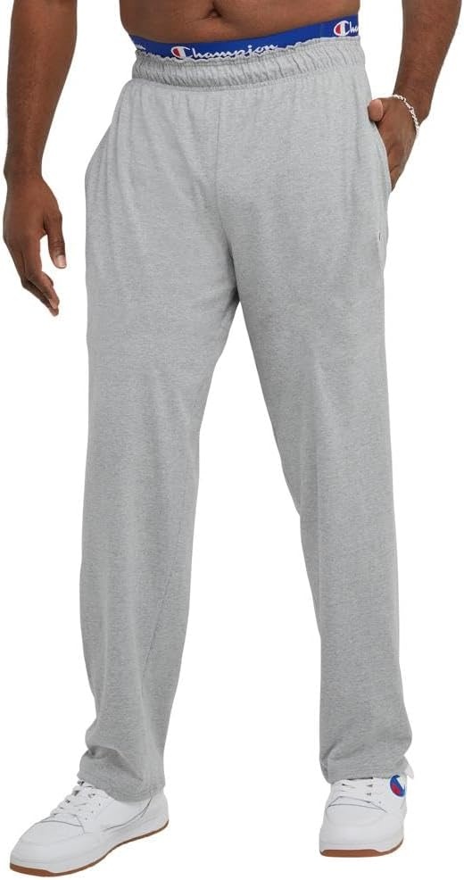 image:imageChampion Mens OpenBottom Lounge Pants Standard Fit Lightweight 100 Cotton Available in Regular and Big amp TallOxford Gray