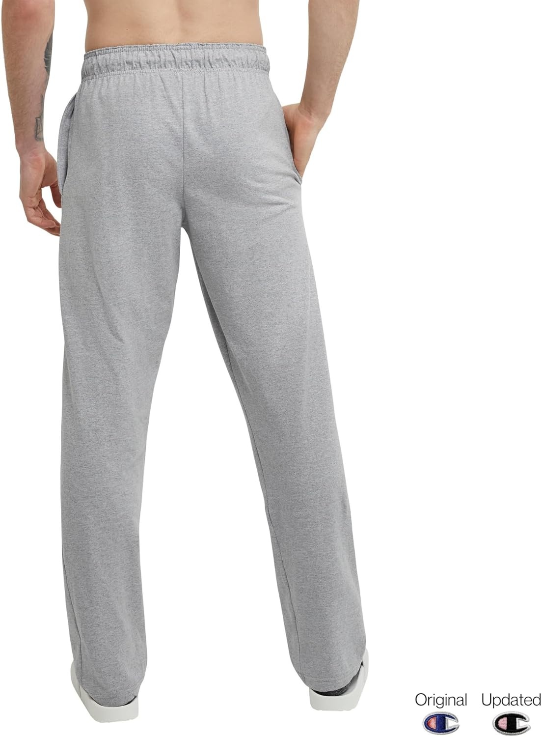 image:imageChampion Mens OpenBottom Lounge Pants Standard Fit Lightweight 100 Cotton Available in Regular and Big amp TallOxford Gray