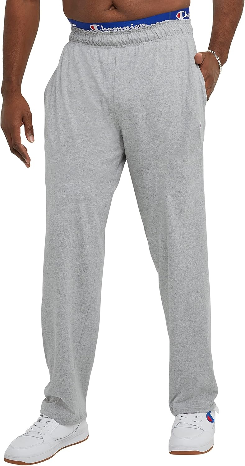 image:imageChampion Mens OpenBottom Lounge Pants Standard Fit Lightweight 100 Cotton Available in Regular and Big amp TallOxford Gray Heather