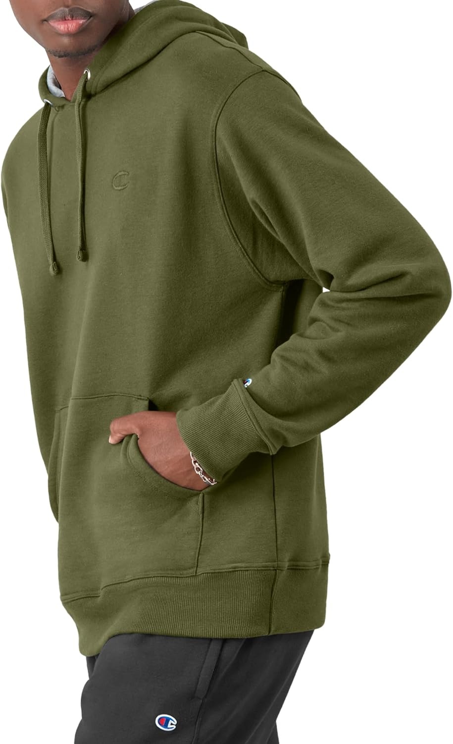 image:imageChampion Mens Pullover Fleece Hoodie Midweight C Logo Reg Or Big amp TallCargo Olive C Logo