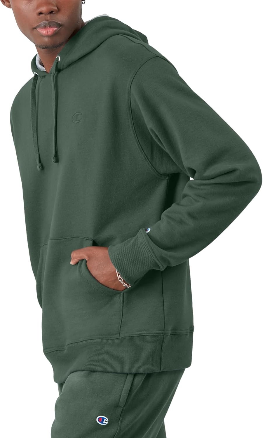 image:imageChampion Mens Pullover Fleece Hoodie Midweight C Logo Reg Or Big amp TallDark Green C Logo
