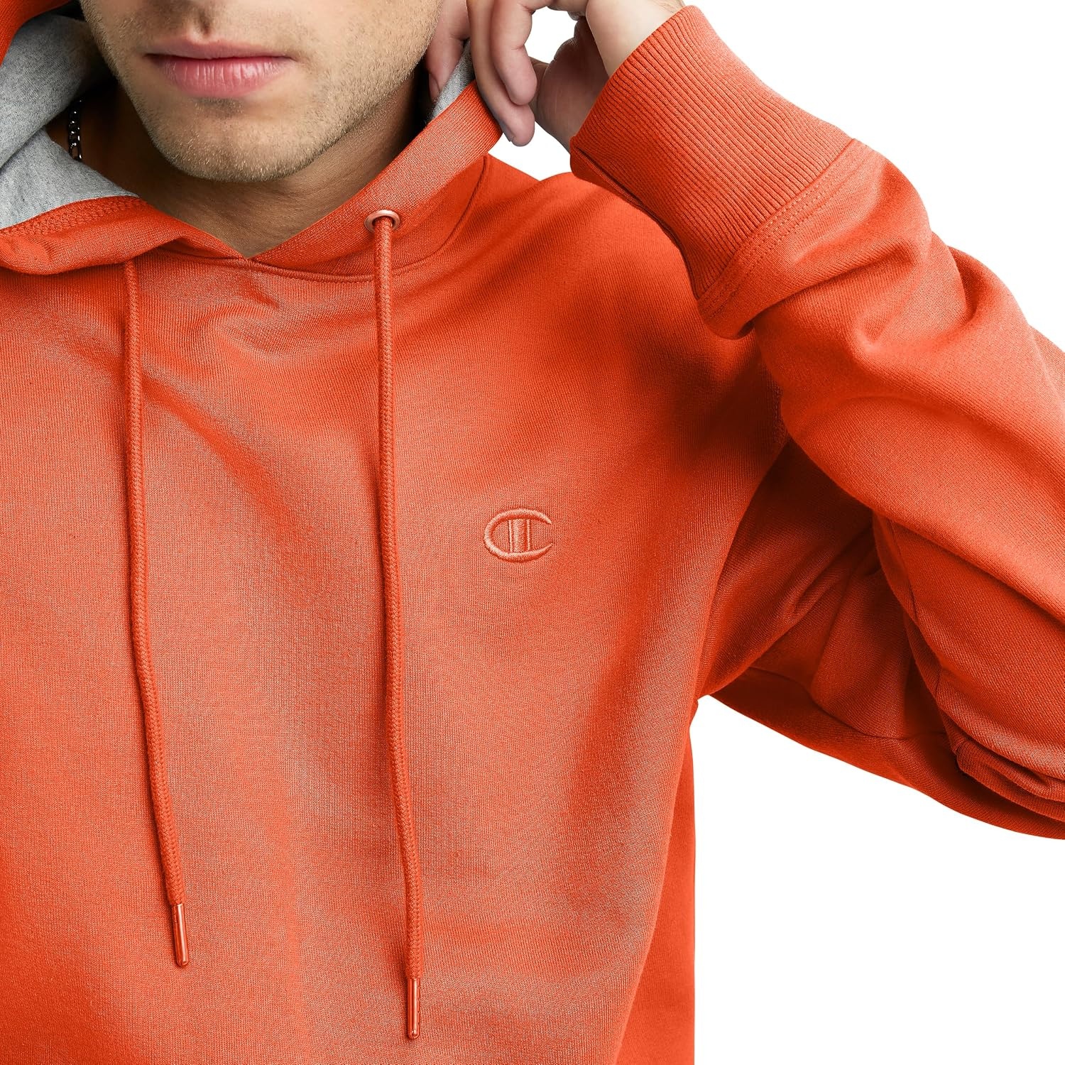 image:imageChampion Mens Pullover Fleece Hoodie Midweight C Logo Reg Or Big amp TallSpicy Orange C Logo
