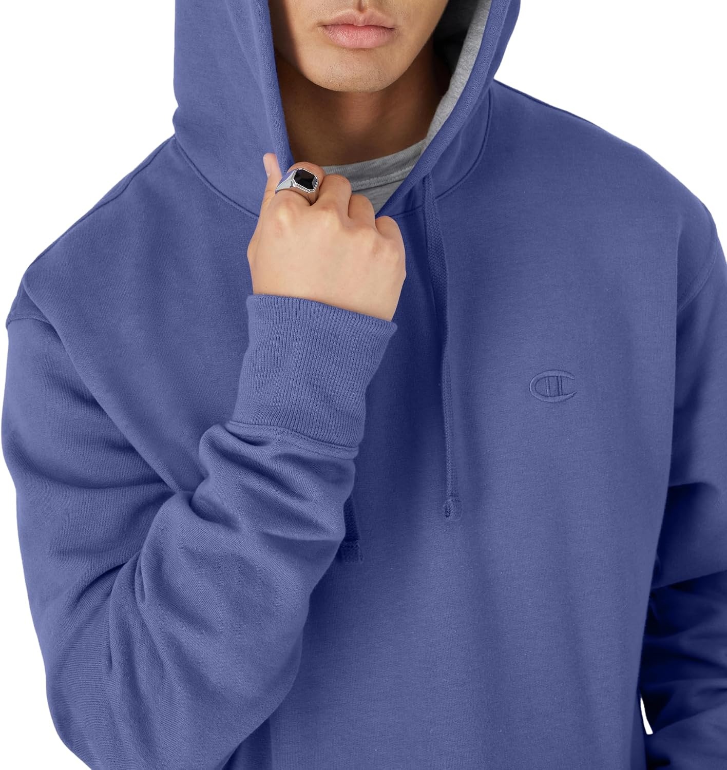 image:imageChampion Mens Pullover Fleece Hoodie Midweight C Logo Reg Or Big amp TallStone Crush Blue C Logo