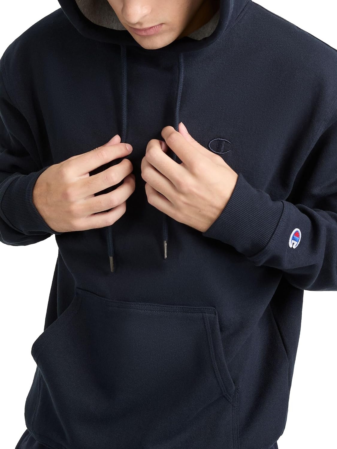 image:imageChampion Mens Pullover Fleece Hoodie Standard Fit Midweight C Logo Available in Regular and Big amp TallDeep Navy C Logo