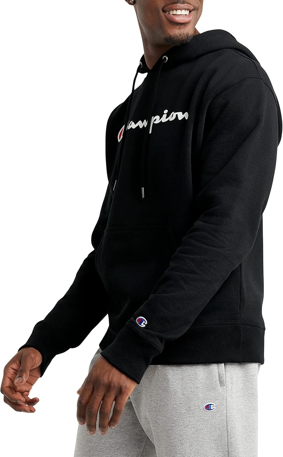 image:imageChampion Mens Pullover Graphic Fleece Hoodie Standard Fit Midweight Fleece Classic Script Logo Available Regular Big amp TallBlack