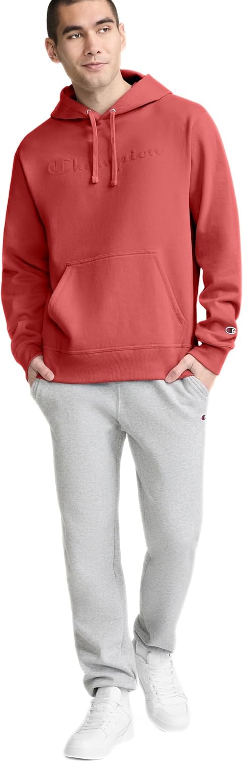 image:imageChampion Mens Pullover Graphic Fleece Hoodie Standard Fit Midweight Fleece Classic Script Logo Available Regular Big amp TallCosy Brick Red Tonal Script Logo
