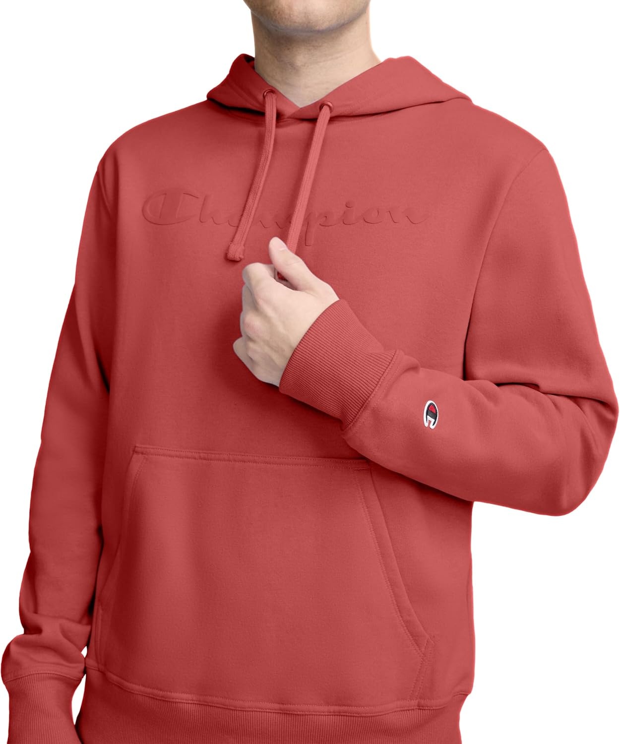 image:imageChampion Mens Pullover Graphic Fleece Hoodie Standard Fit Midweight Fleece Classic Script Logo Available Regular Big amp TallCosy Brick Red Tonal Script Logo