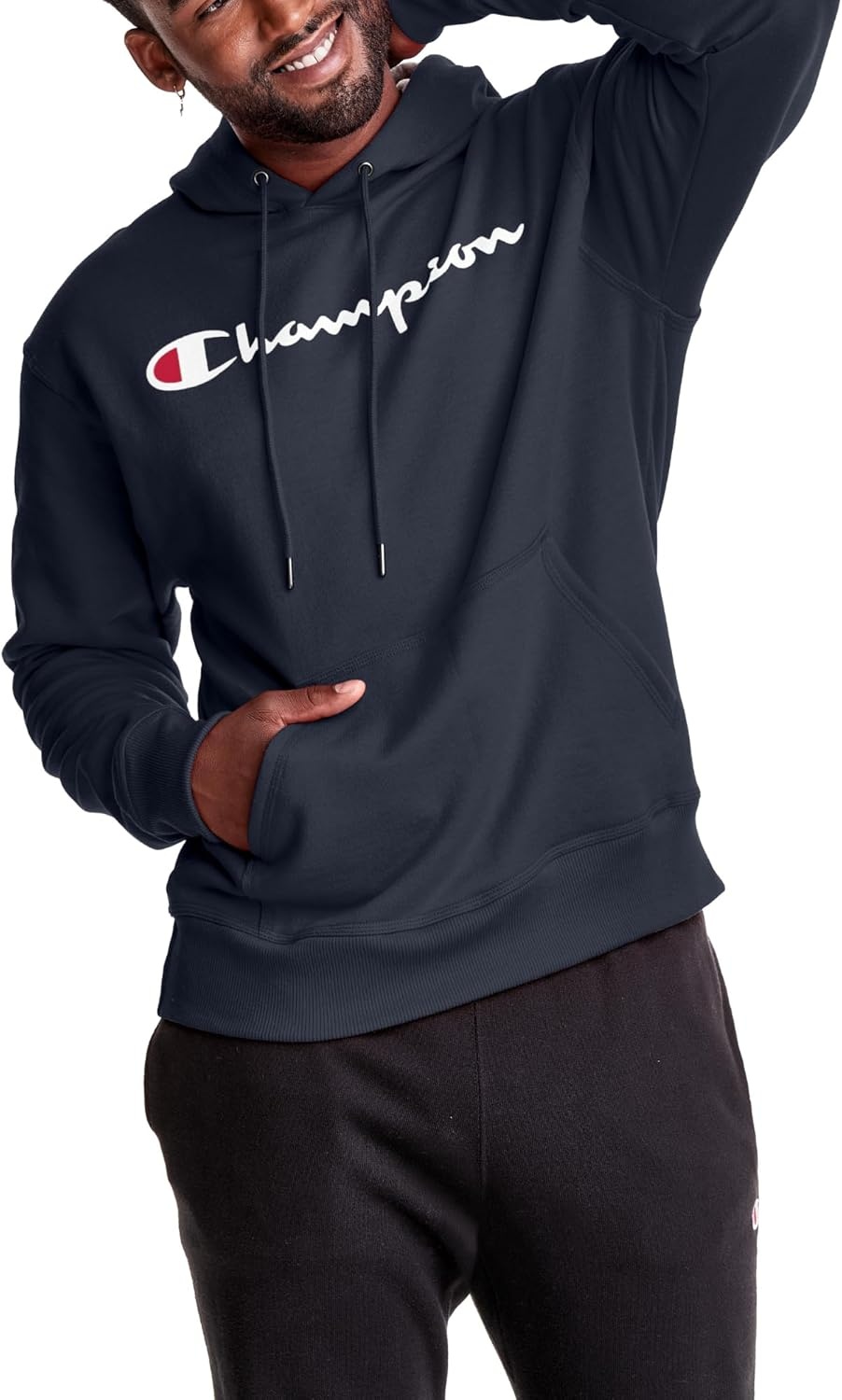 image:imageChampion Mens Pullover Graphic Fleece Hoodie Standard Fit Midweight Fleece Classic Script Logo Available Regular Big amp TallDeep Navy Classic Script Logo
