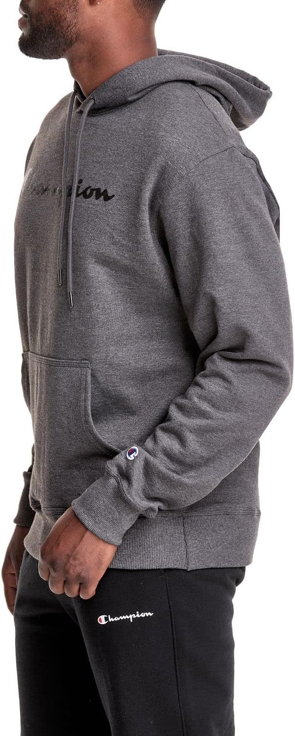 image:imageChampion Mens Pullover Graphic Fleece Hoodie Standard Fit Midweight Fleece Classic Script Logo Available Regular Big amp TallGranite Heather Classic Script Logo