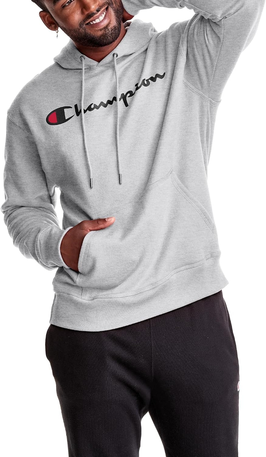 image:imageChampion Mens Pullover Graphic Fleece Hoodie Standard Fit Midweight Fleece Classic Script Logo Available Regular Big amp TallOxford Gray Classic Script Logo