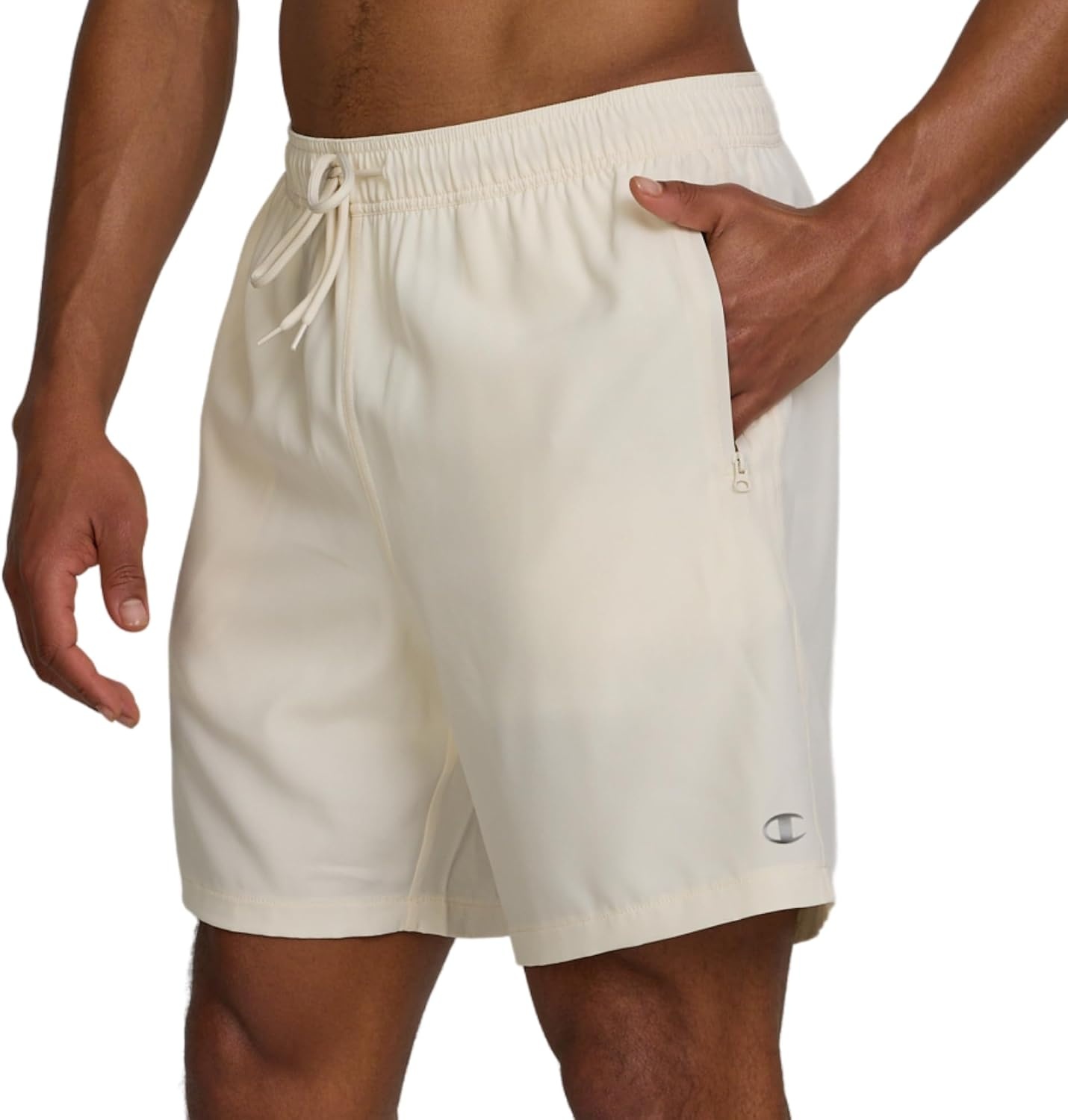 image:imageChampion Mens Swim Trunks with Compression Liner 2 in 1 Mens Bathing Suit Shorts 7 Inch Inseam Board Shorts for SwimmingIvory Canvas