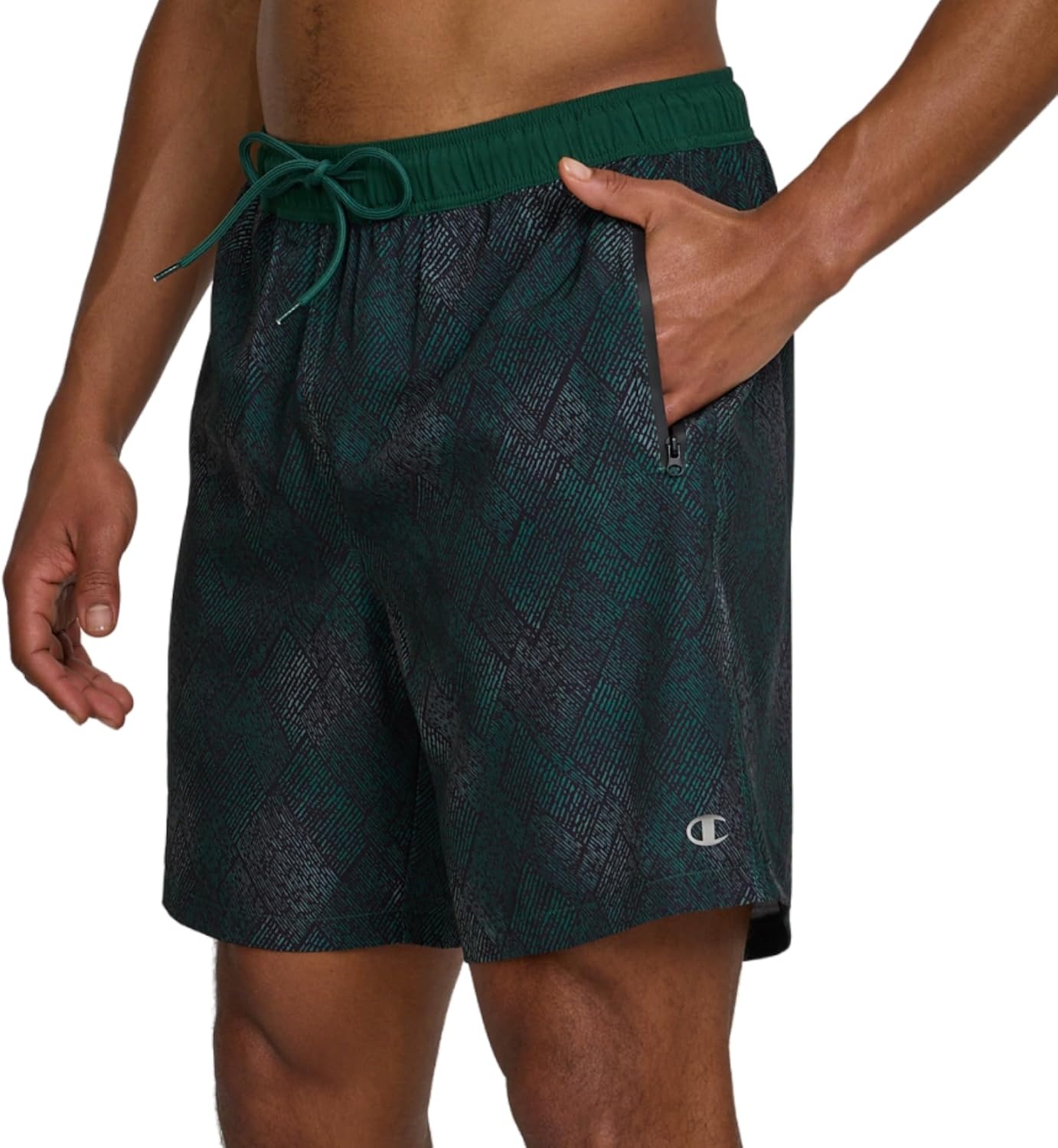image:imageChampion Mens Swim Trunks with Compression Liner 2 in 1 Mens Bathing Suit Shorts 7 Inch Inseam Board Shorts for SwimmingPatch Texture
