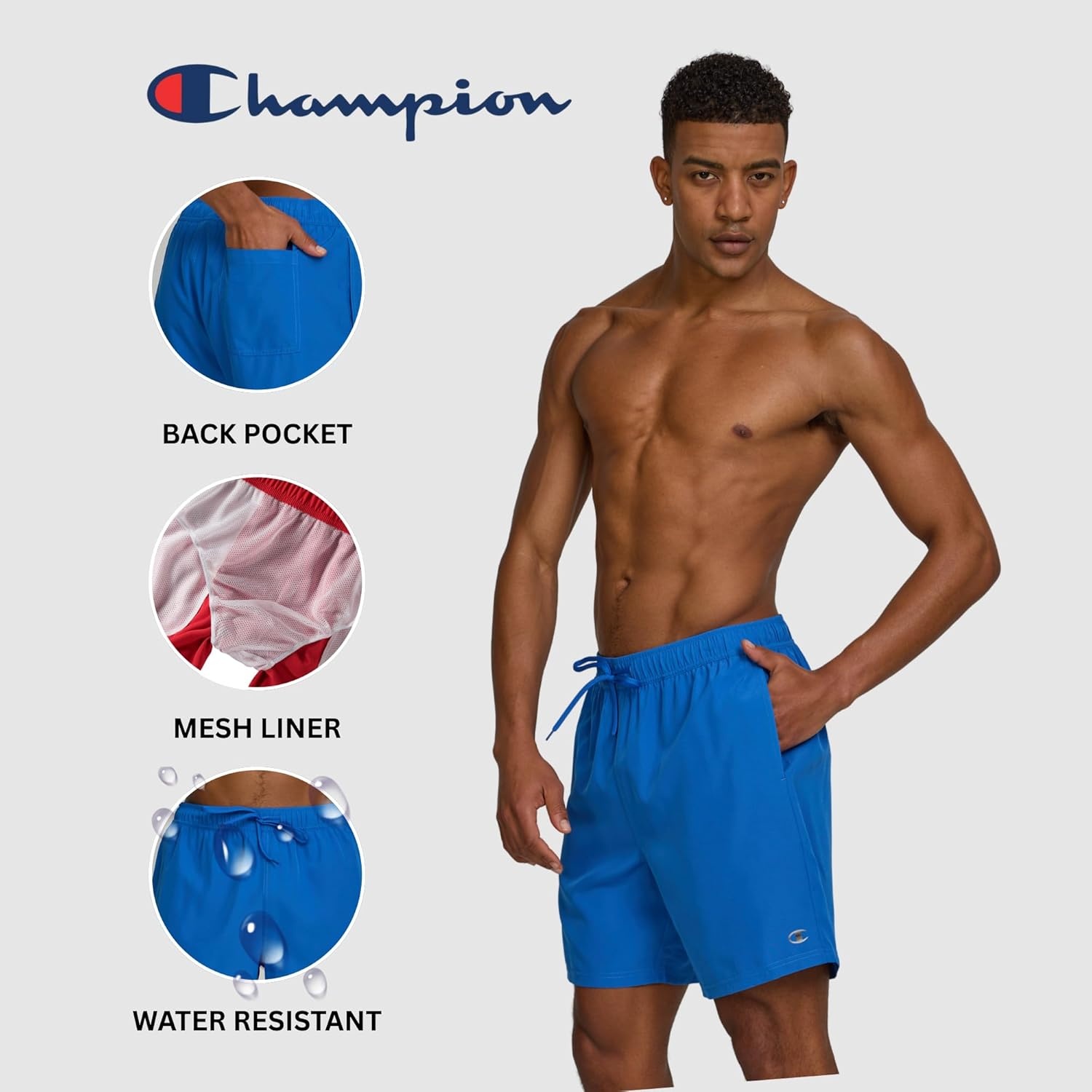 image:imageChampion Mens Swim Trunks with Mesh Liner 7 Inseam Quick Drying Mens Bathing Suit Board Shorts for Swimming and BeachNebulas Blue