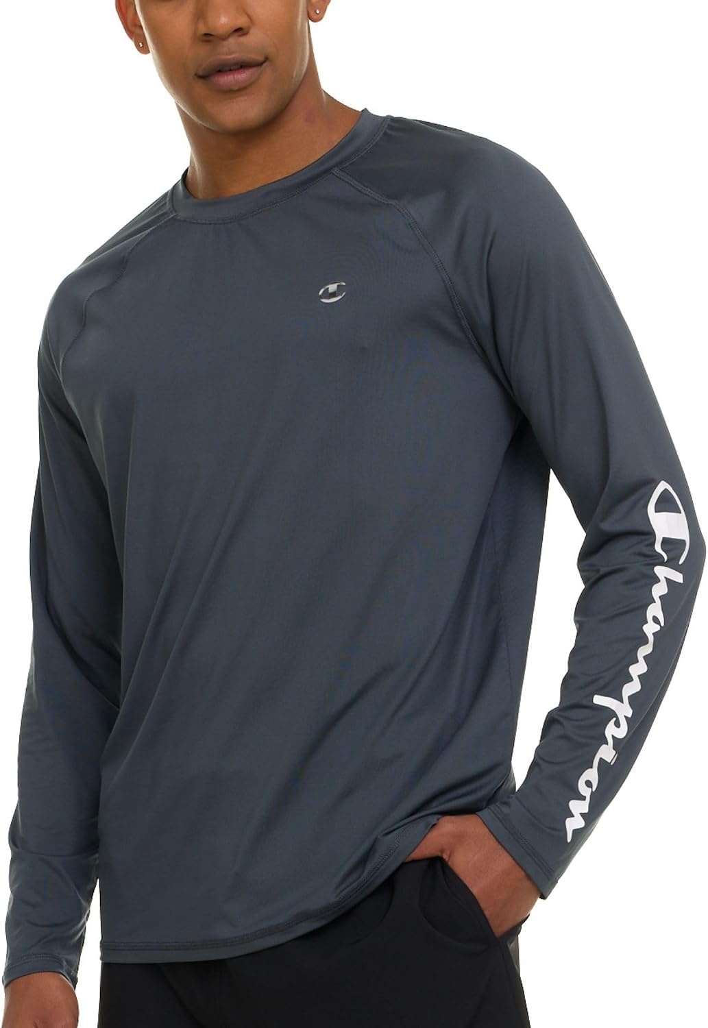 image:imageChampion Rash Guard for Men Long Sleeve Mens Swim Shirt for Fishing Hiking UPF 50 SPF Sun UV Protection Quick DryDark Grey