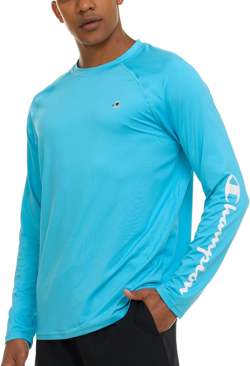 image:imageChampion Rash Guard for Men Long Sleeve Mens Swim Shirt for Fishing Hiking UPF 50 SPF Sun UV Protection Quick DryLight Blue