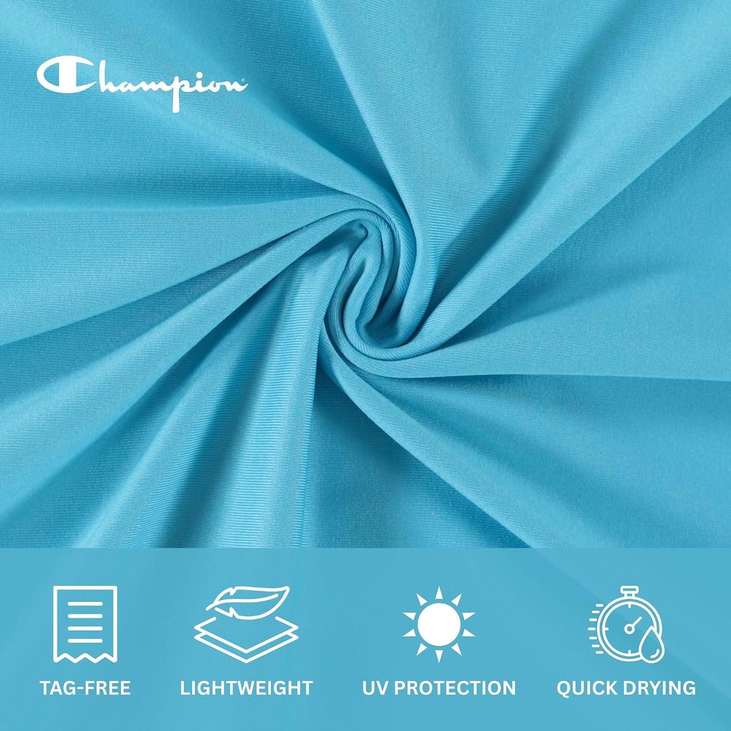 image:imageChampion Rash Guard for Men Long Sleeve Mens Swim Shirt for Fishing Hiking UPF 50 SPF Sun UV Protection Quick DryLight Blue