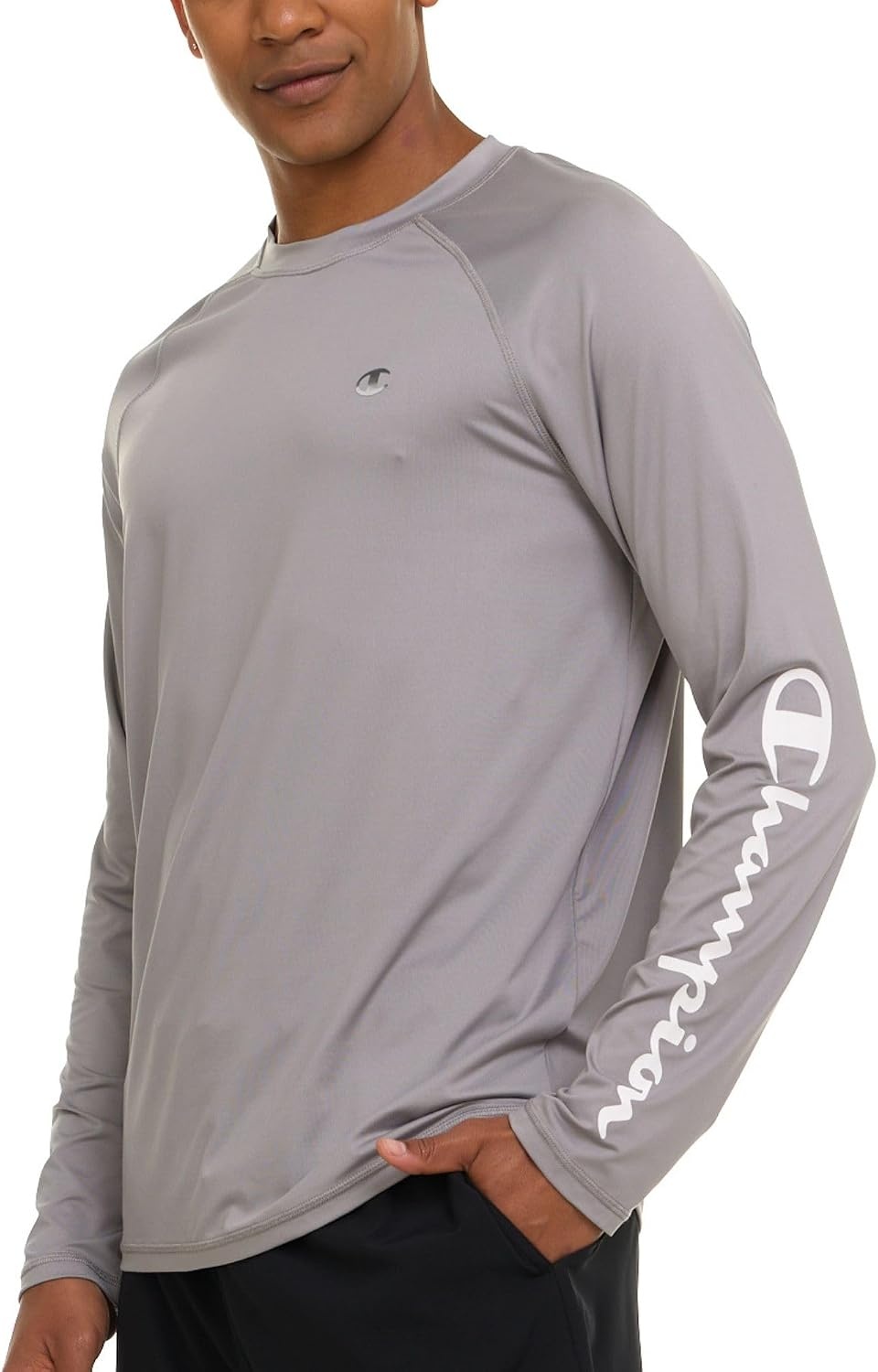 image:imageChampion Rash Guard for Men Long Sleeve Mens Swim Shirt for Fishing Hiking UPF 50 SPF Sun UV Protection Quick DryLight Grey