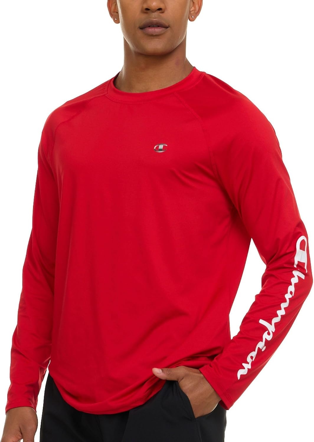 image:imageChampion Rash Guard for Men Long Sleeve Mens Swim Shirt for Fishing Hiking UPF 50 SPF Sun UV Protection Quick DryRed