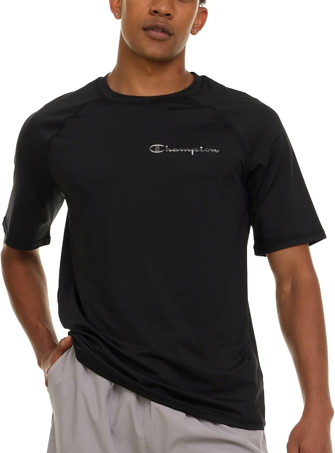image:imageChampion Rash Guard for Men Short Sleeve Mens Swim Shirt Sun Shirt UPF 50 UV Protection SPF Quick Drying RashguardBlack