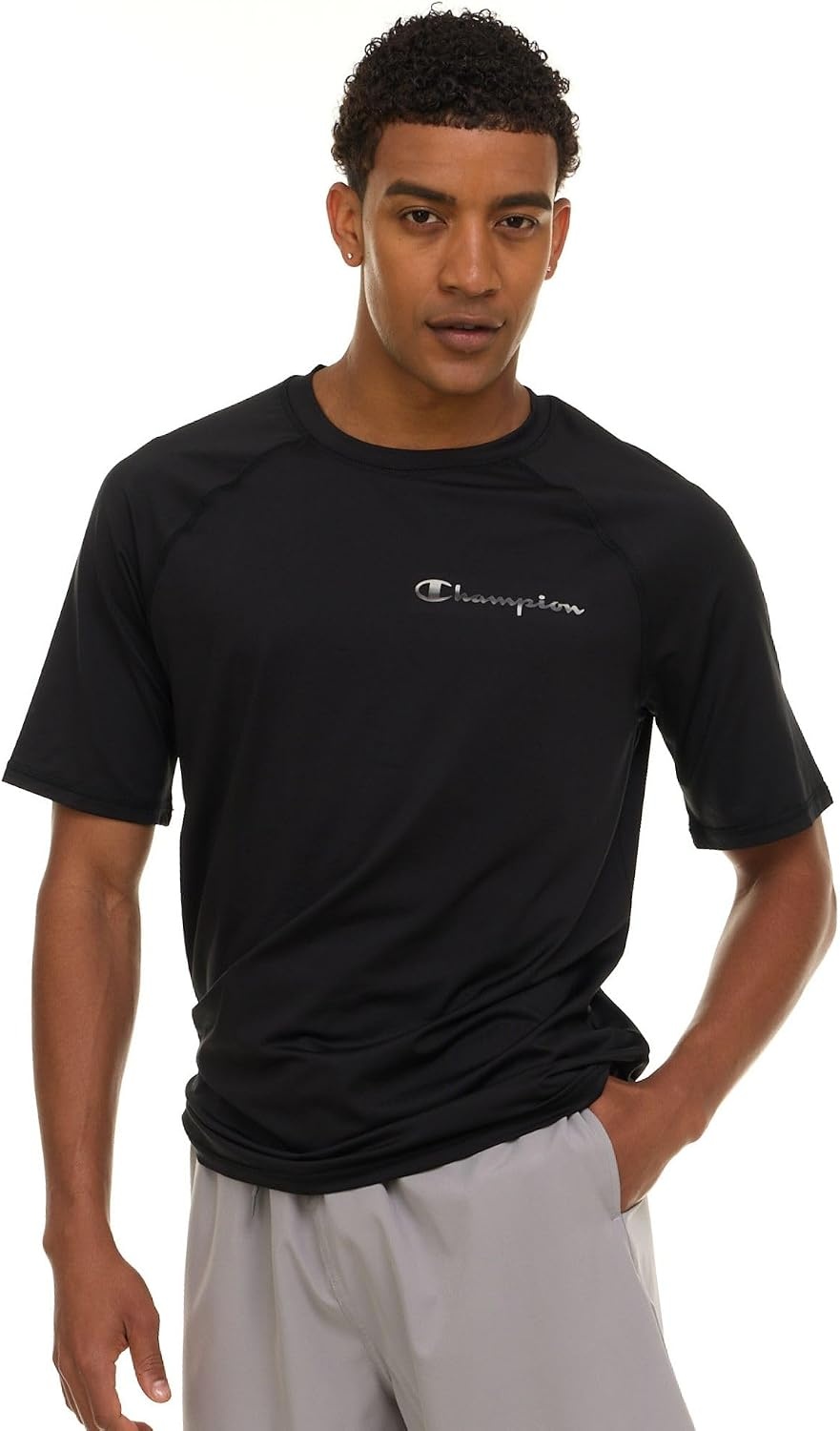 image:imageChampion Rash Guard for Men Short Sleeve Mens Swim Shirt Sun Shirt UPF 50 UV Protection SPF Quick Drying RashguardBlack