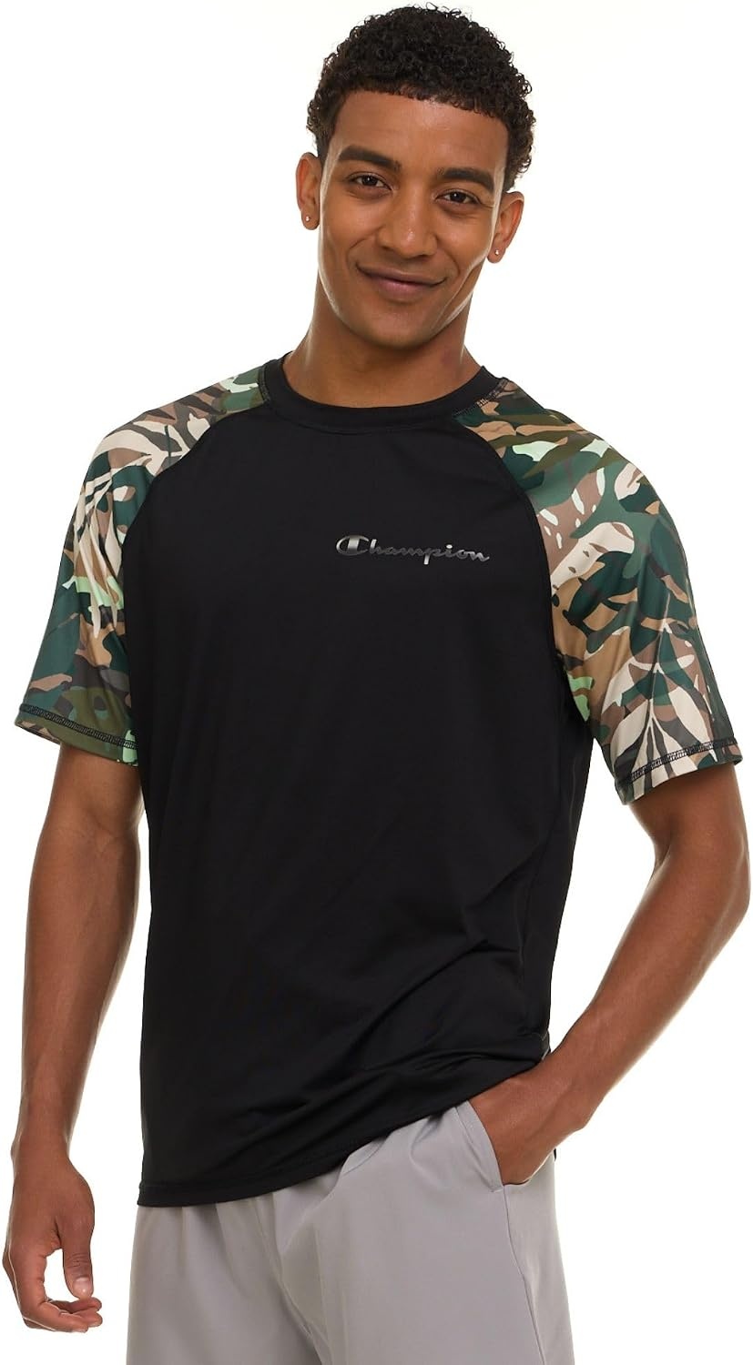 image:imageChampion Rash Guard for Men Short Sleeve Mens Swim Shirt Sun Shirt UPF 50 UV Protection SPF Quick Drying RashguardBlackCamo