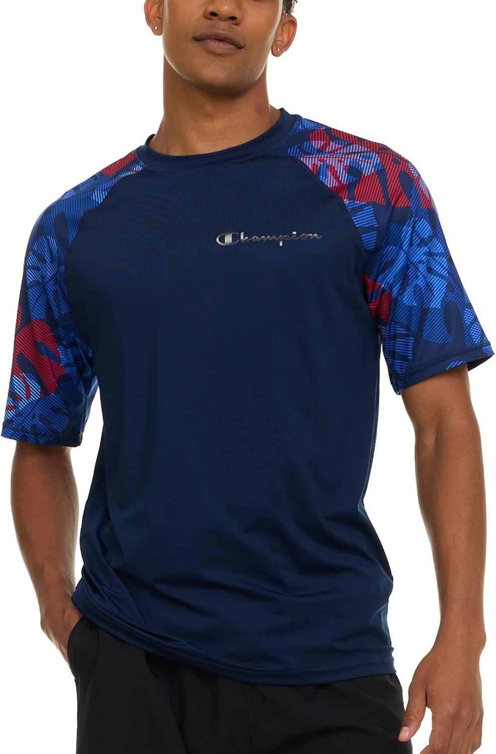 image:imageChampion Rash Guard for Men Short Sleeve Mens Swim Shirt Sun Shirt UPF 50 UV Protection SPF Quick Drying RashguardBlueLeaf