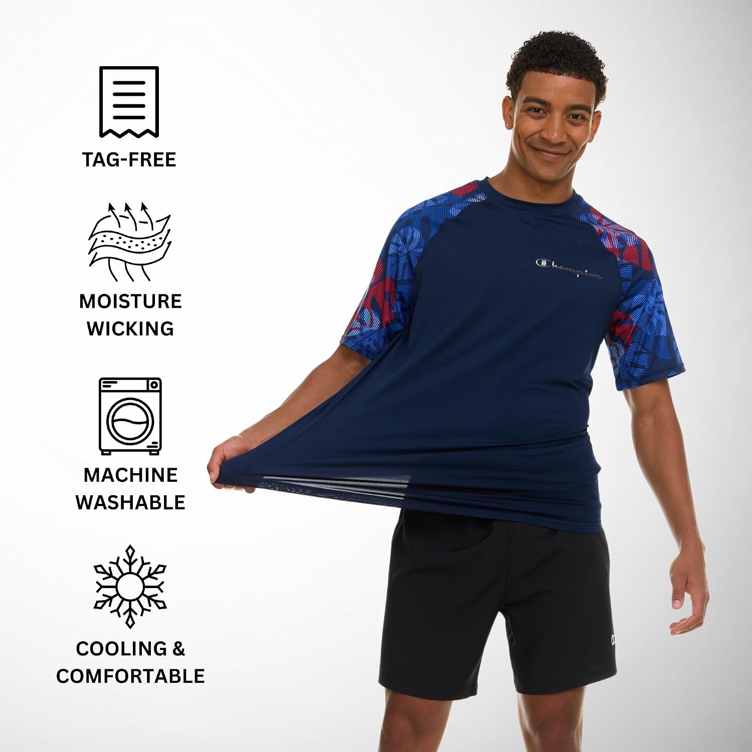image:imageChampion Rash Guard for Men Short Sleeve Mens Swim Shirt Sun Shirt UPF 50 UV Protection SPF Quick Drying RashguardBlueLeaf