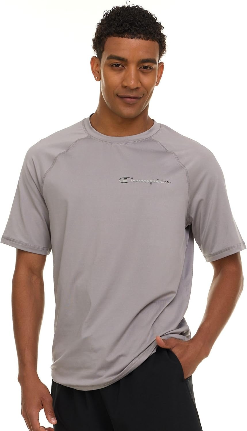 image:imageChampion Rash Guard for Men Short Sleeve Mens Swim Shirt Sun Shirt UPF 50 UV Protection SPF Quick Drying RashguardLight Grey