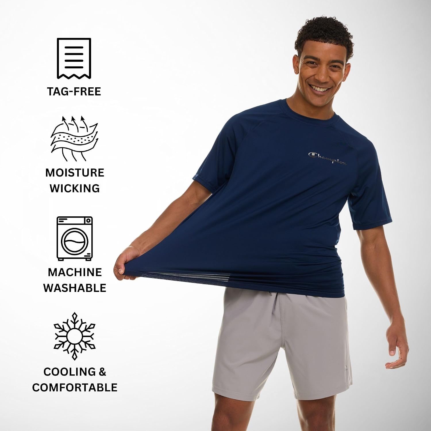image:imageChampion Rash Guard for Men Short Sleeve Mens Swim Shirt Sun Shirt UPF 50 UV Protection SPF Quick Drying RashguardNavy